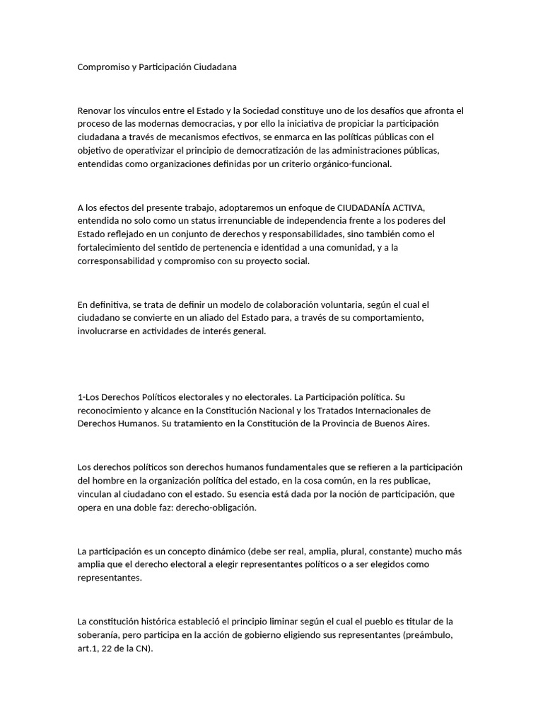 Participación Ciudadana y Derechos Políticos | PDF | Elecciones ...