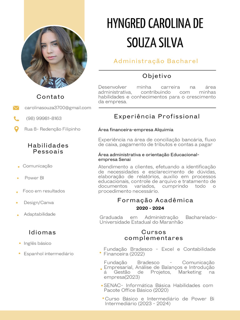 Curr%C3%ADculo Simples Com Foto e Informa%C3%A7%C3%B5es Em Rosa e ...
