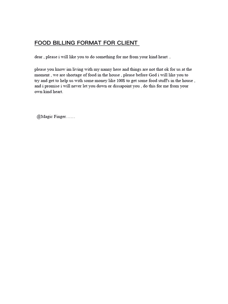 FOOD Billing Format 9 | PDF