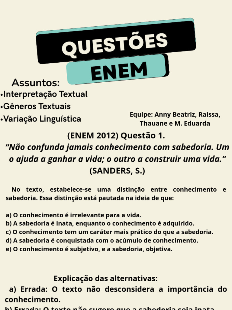 Questões de Interpretação Textual ENEM | PDF | Publicidade ...
