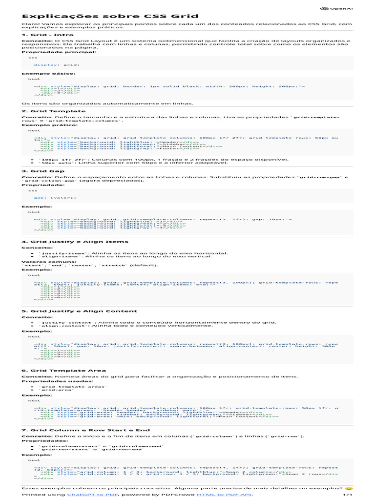 Explicações sobre CSS Grid | PDF | Html