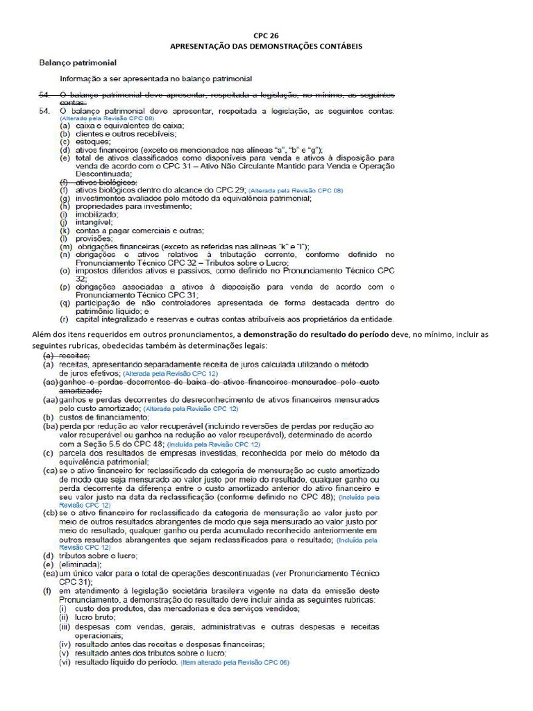 Estrutura da DRE segundo CPC 26 | PDF