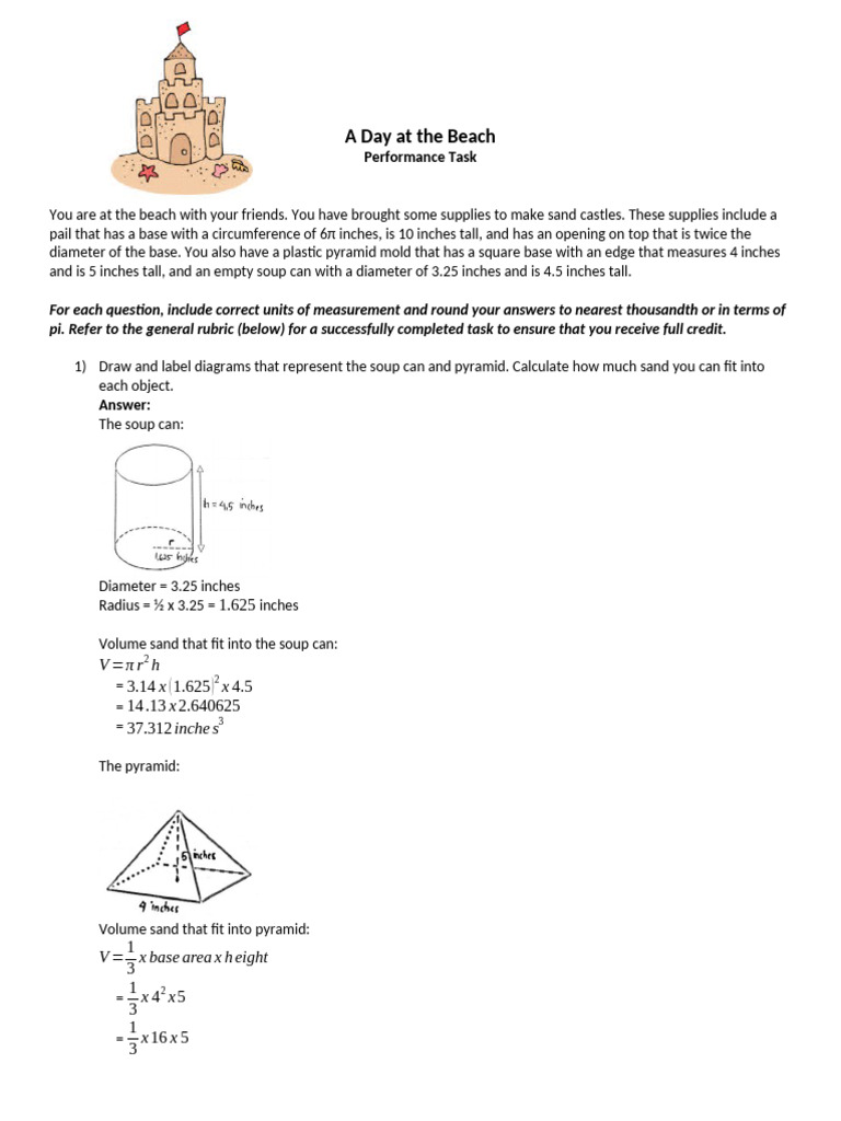 Beach Ball Volume Calculation Task | PDF | Volume | Geometric Shapes
