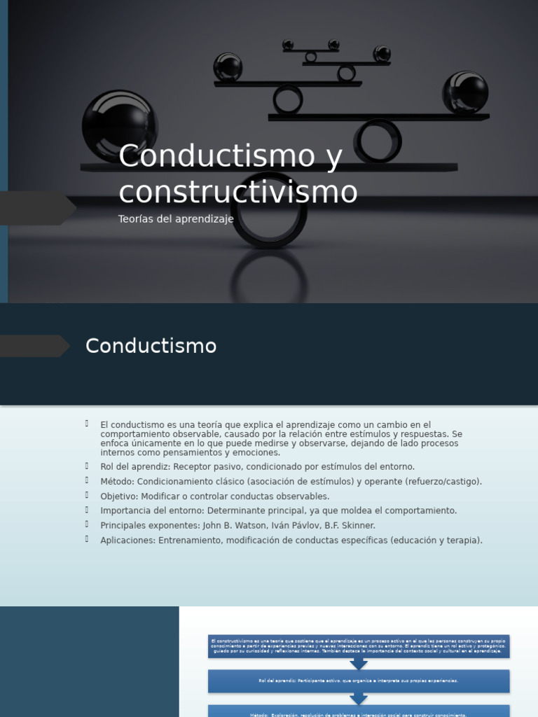 Conductismo vs. Constructivismo en Aprendizaje | PDF | Behaviorismo ...