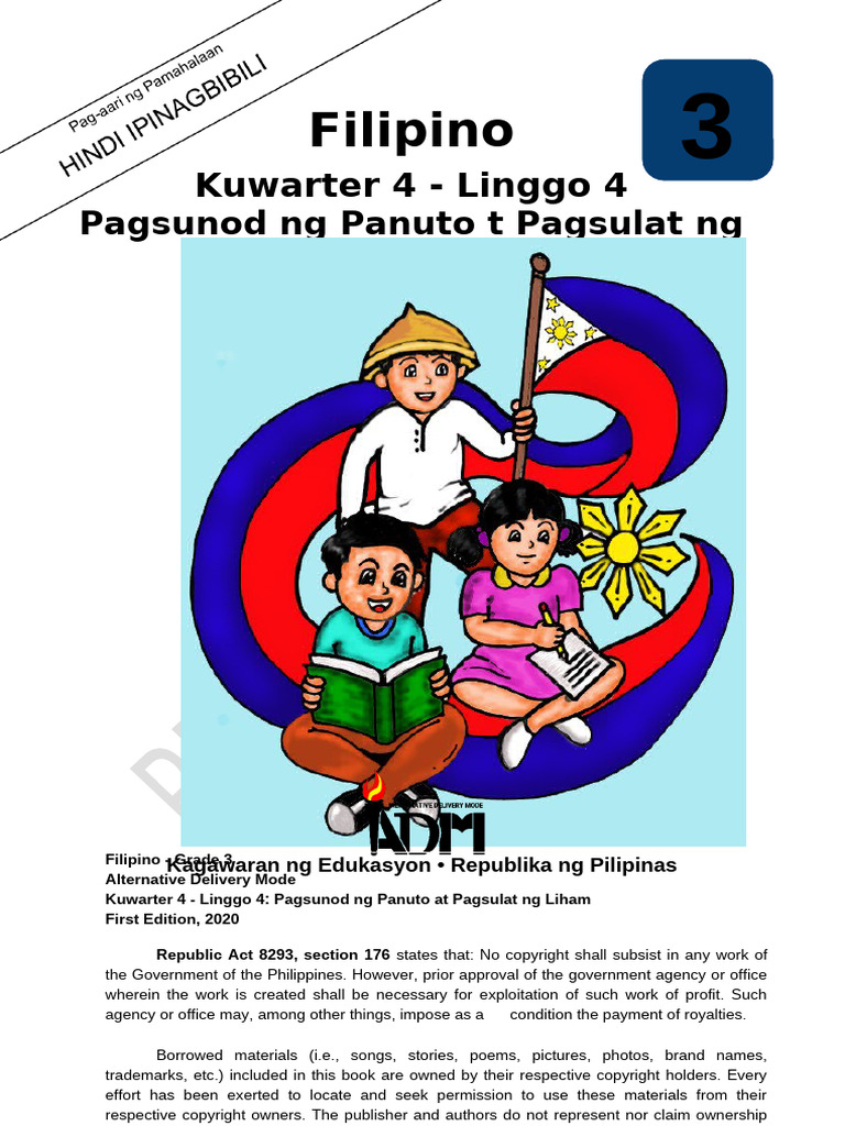 Filipino3 - q4 - Modyul4 - Pagsunod NG Panuto at Pagsulat NG Liham - v5 ...