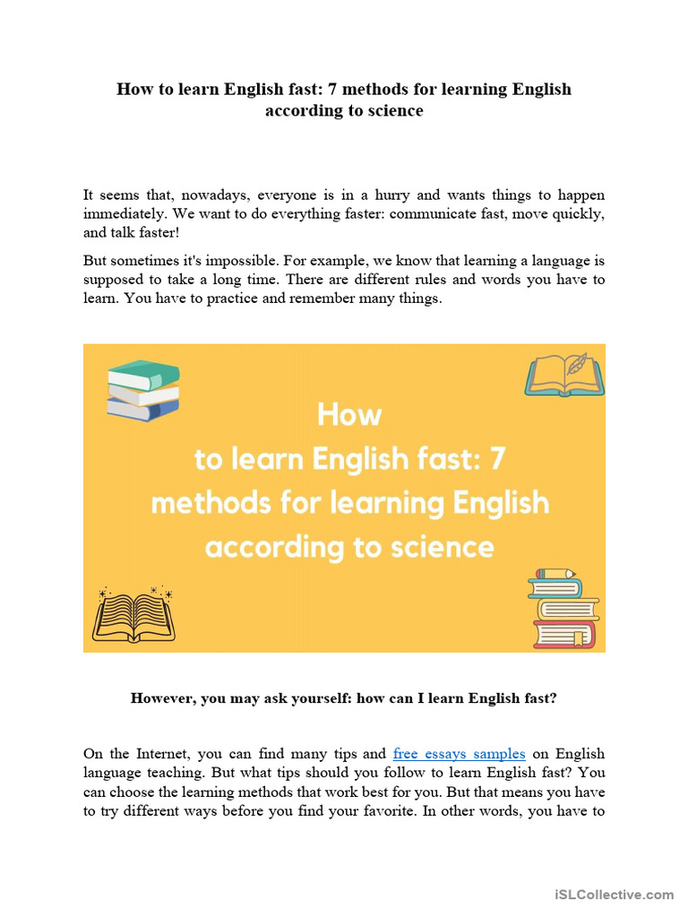 Fast Methods to Learn English | PDF | English Language | Grammatical Tense