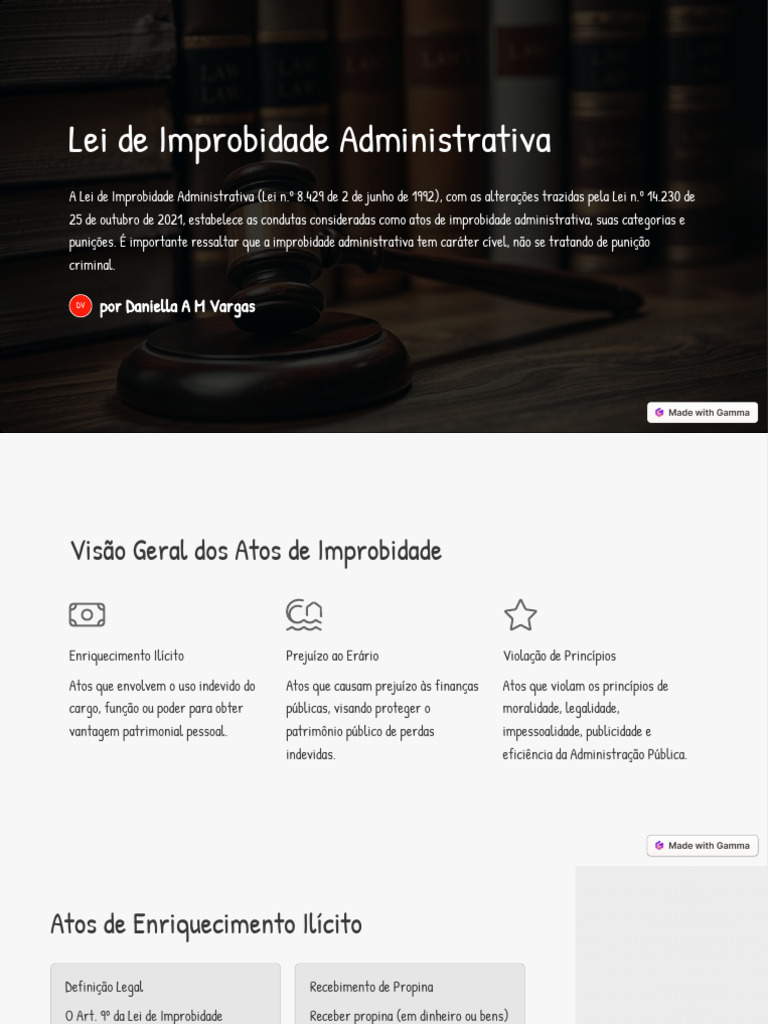 Lei de Improbidade Administrativa: Resumo e Atualizações | PDF ...