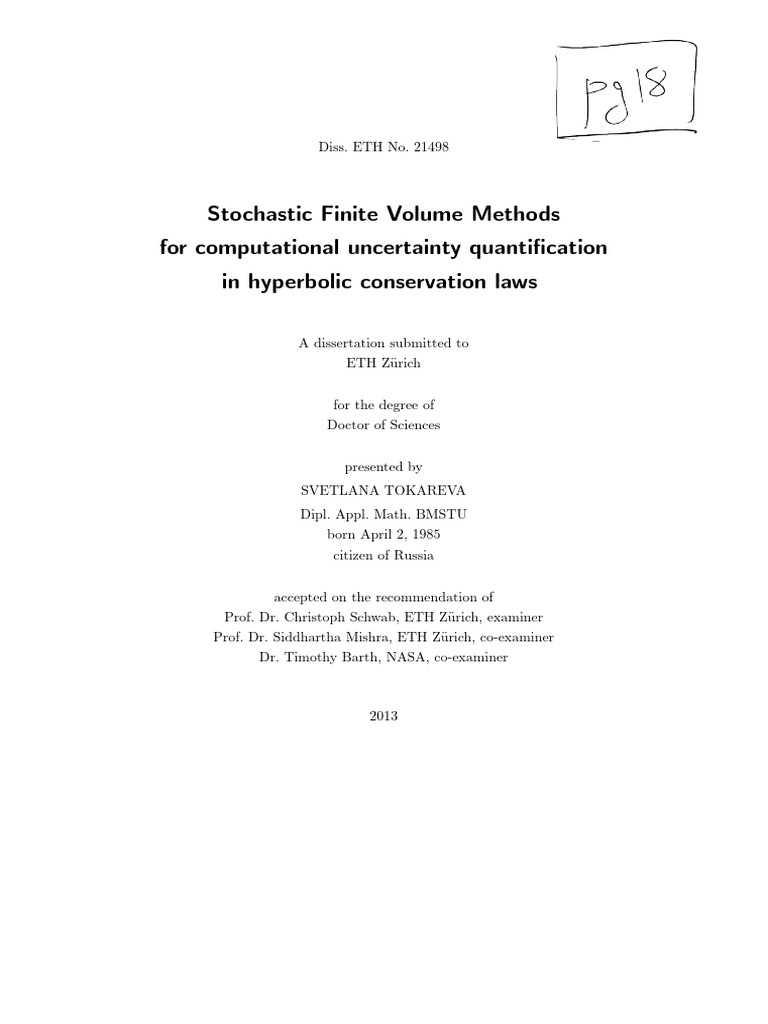 Stochastic Finite Volume Methods For Computational Uncertainty Quanti ...