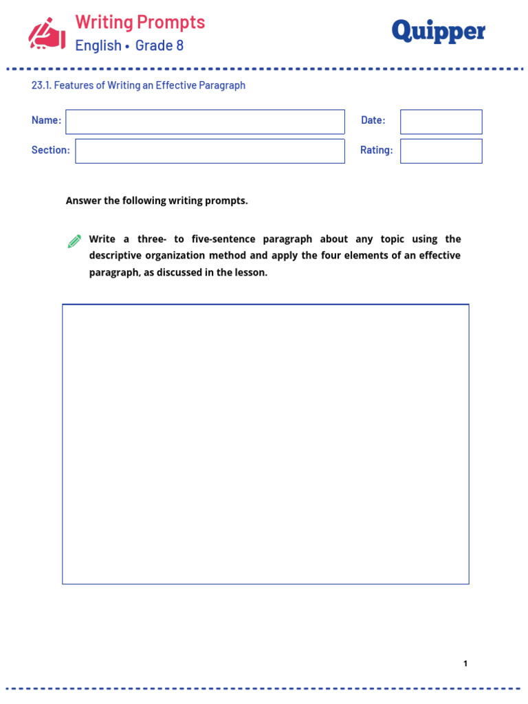 Grade 8 Writing Prompts Guide | PDF | Linguistics | Human Communication