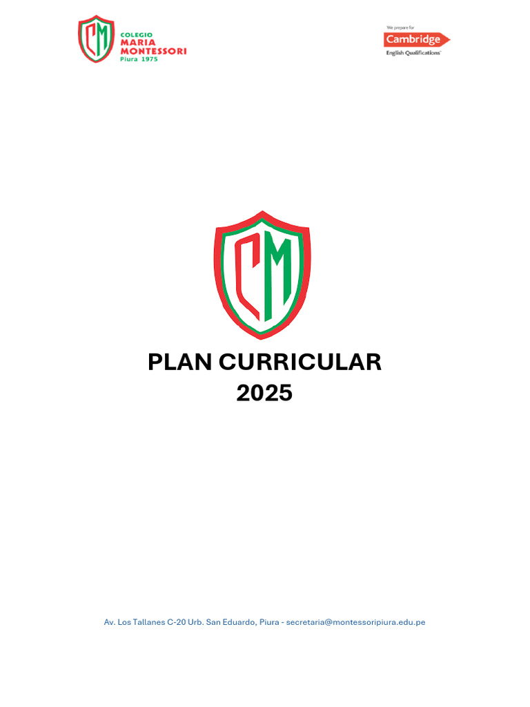 Plan Curricular 2025 IEP María Montessori | PDF | Aprendizaje | Plan de ...