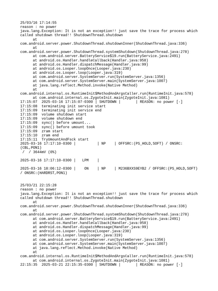 Android Shutdown Log: No Power Events | PDF | Embedded Linux ...