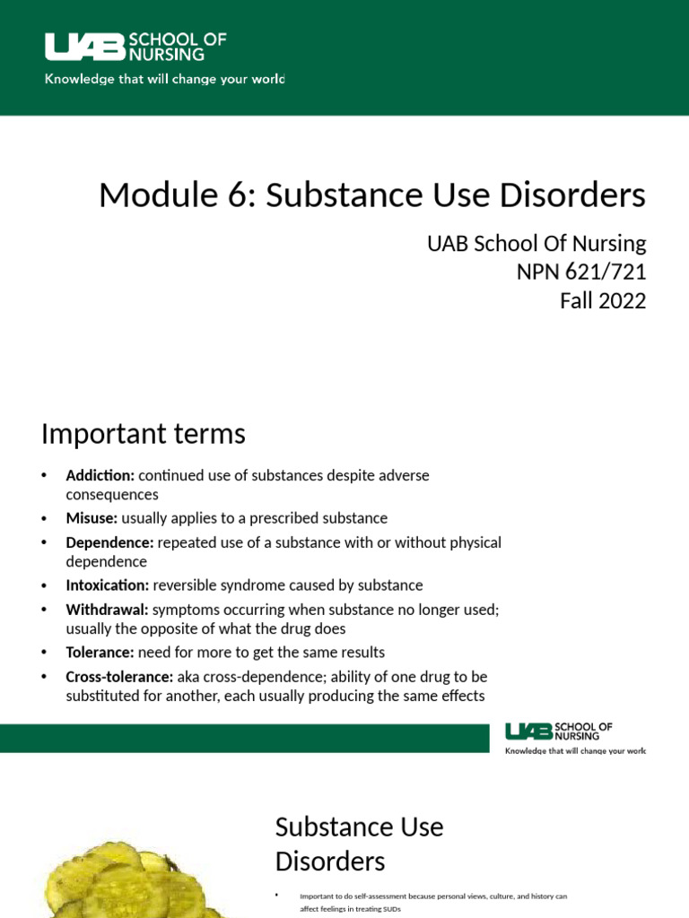 Module+6 FA22 SUDupd | PDF | Substance Use Disorder | Substance Abuse