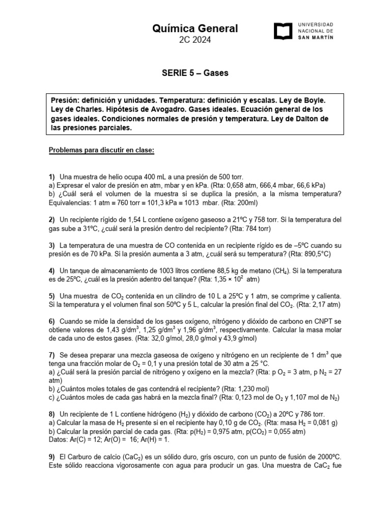 SERIE 5_2C_2024 (1) | PDF | Gases | Presión