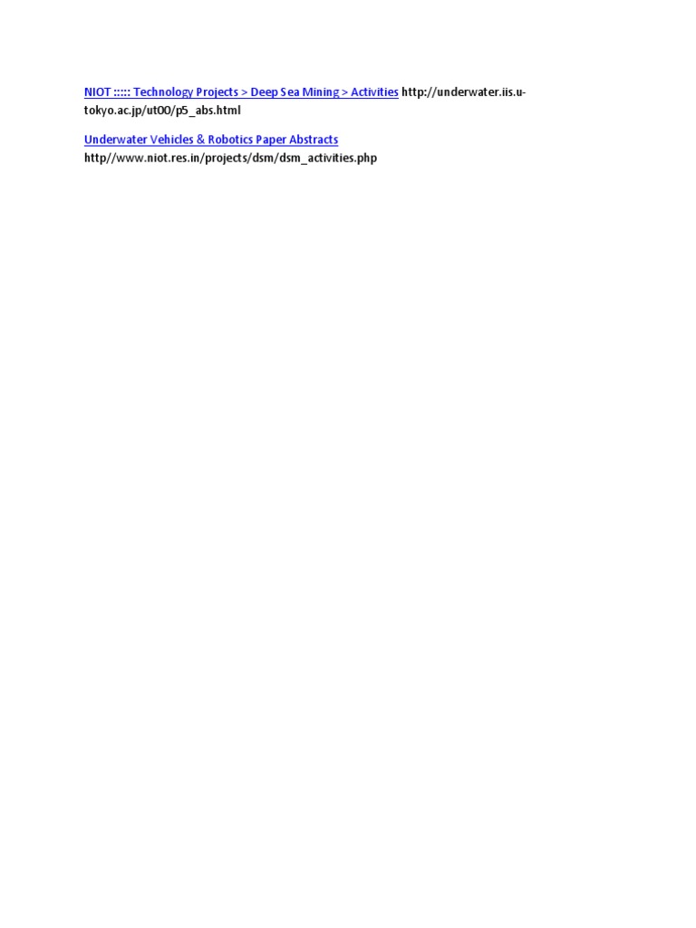 Deep Sea Mining Technology Projects | PDF