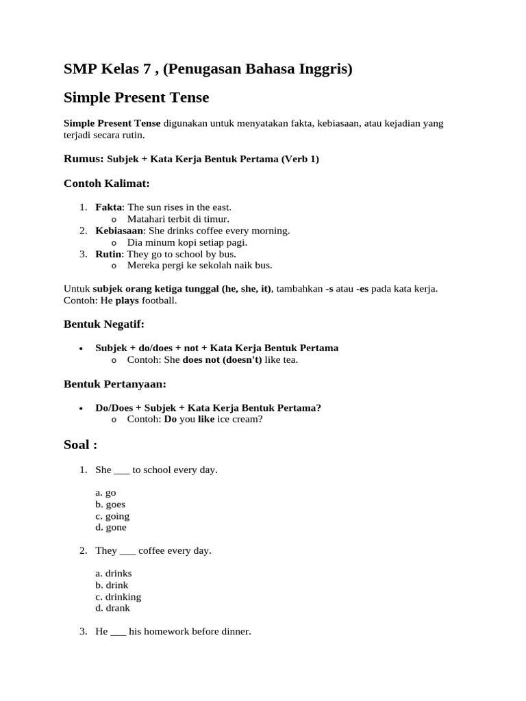 SMP Kelas 7, Penugasan Bahasa Inggris | PDF | Language Mechanics | Grammar