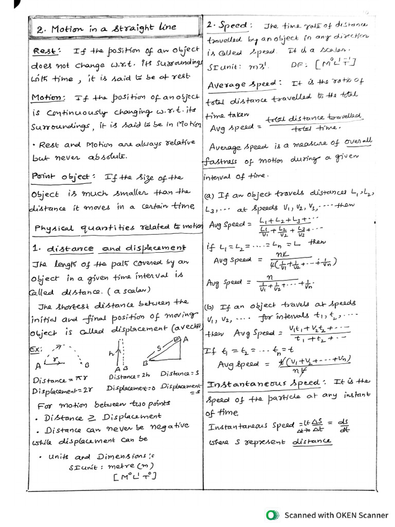 Motion in A Straight Line and Plane | PDF
