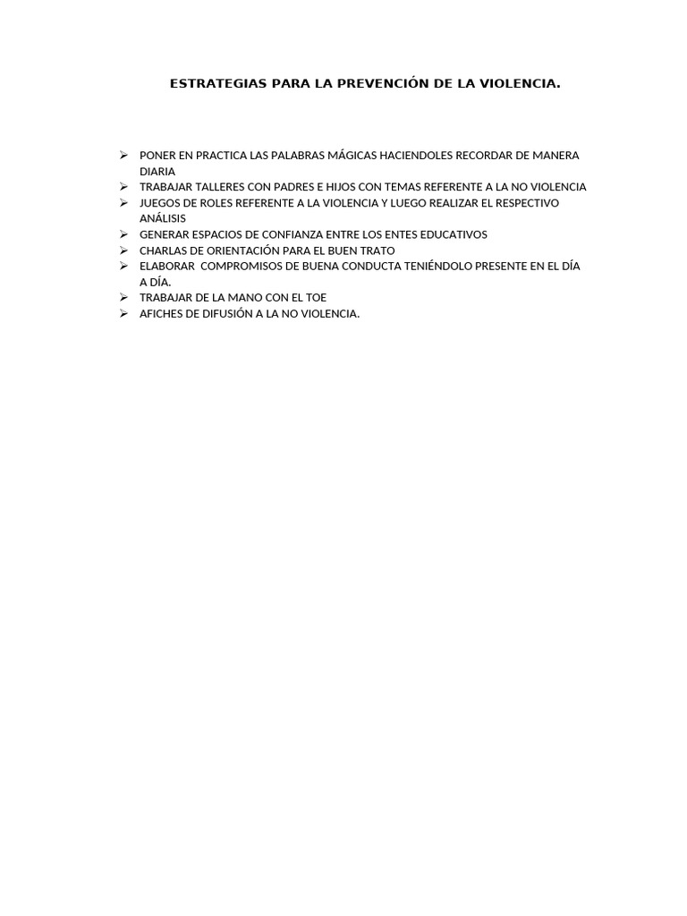Estrategias para La Prevención de La Violencia | PDF