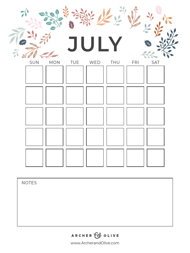 July Calendar Overview | PDF