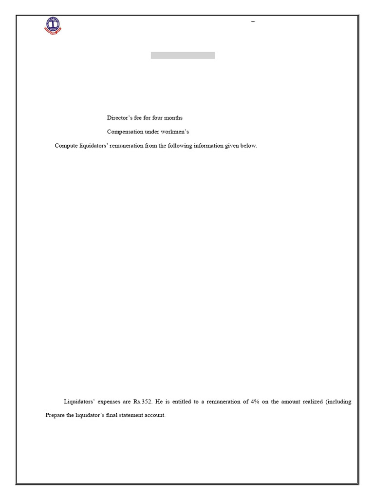 Liquidation Accounting Exercises and Examples | PDF | Equity (Finance ...