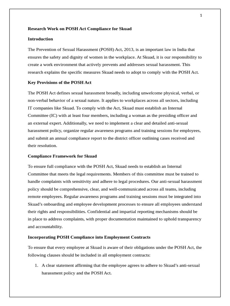 POSH Compliance Strategies for Skuad | PDF | Sexual Harassment ...