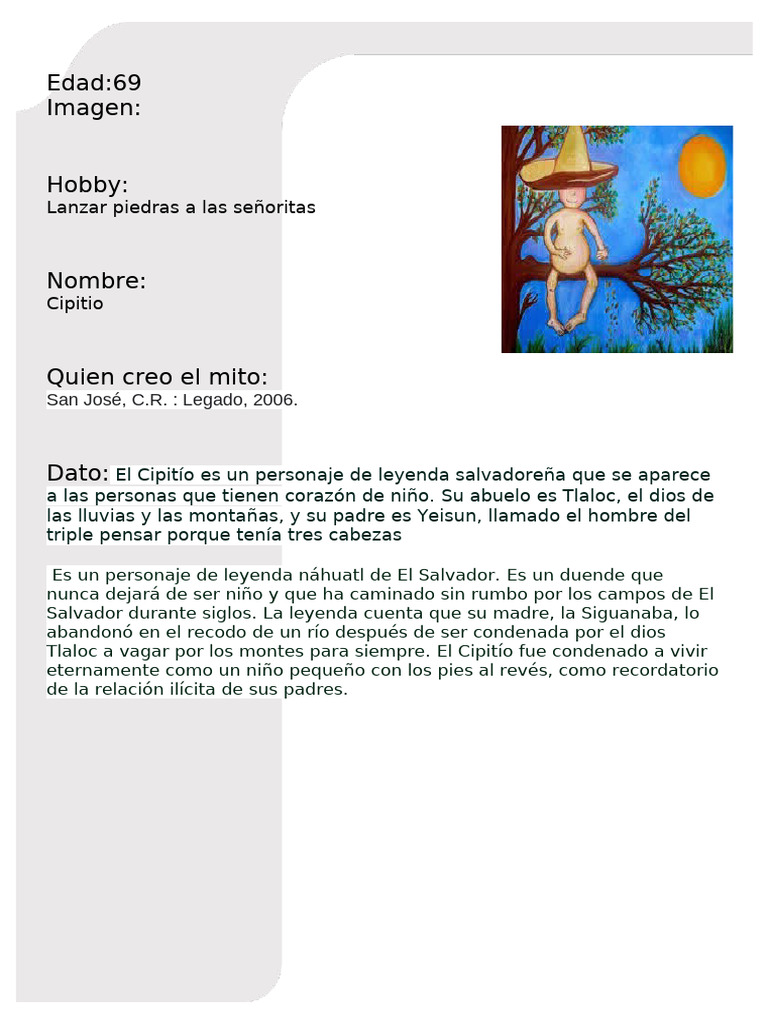 La leyenda del Cipitío en El Salvador | PDF