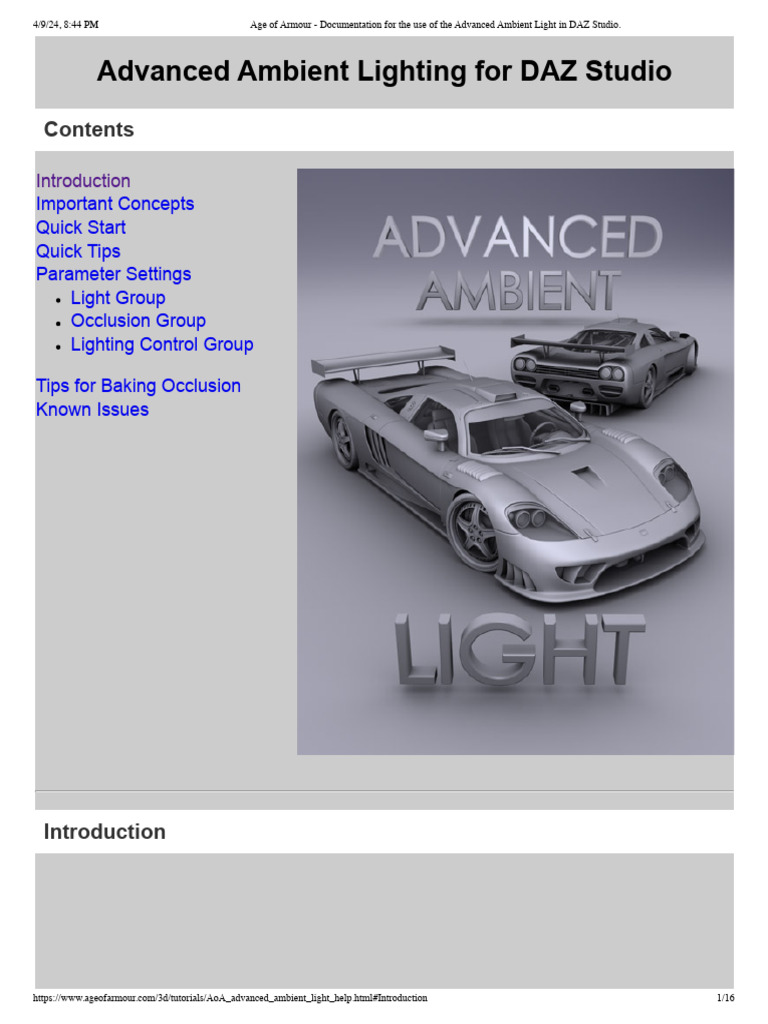Advanced Ambient Light in DAZ Studio | PDF | Rendering (Computer ...