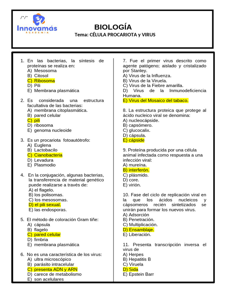 Células Procariotas y Virus: Guía Completa | PDF | Virus | Las bacterias