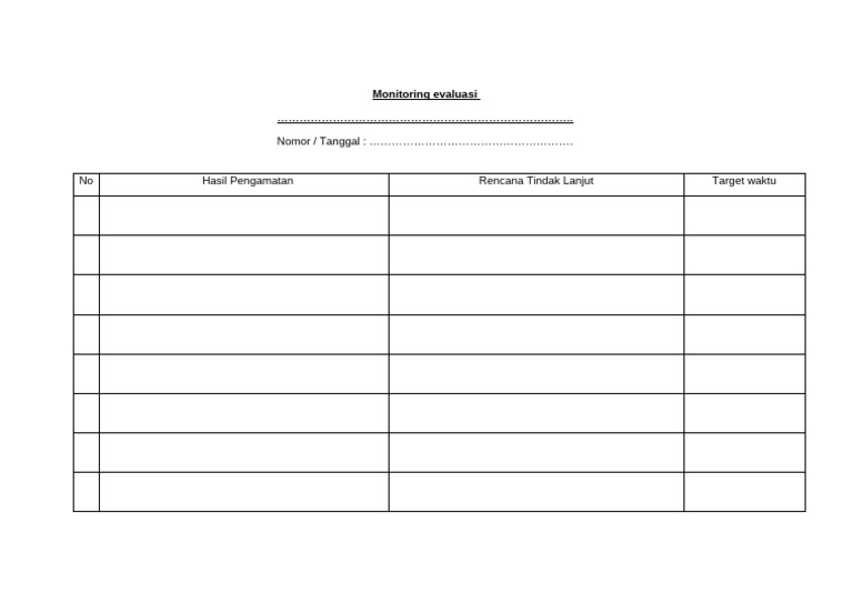 Format Monitoring dan Evaluasi Kegiatan | PDF
