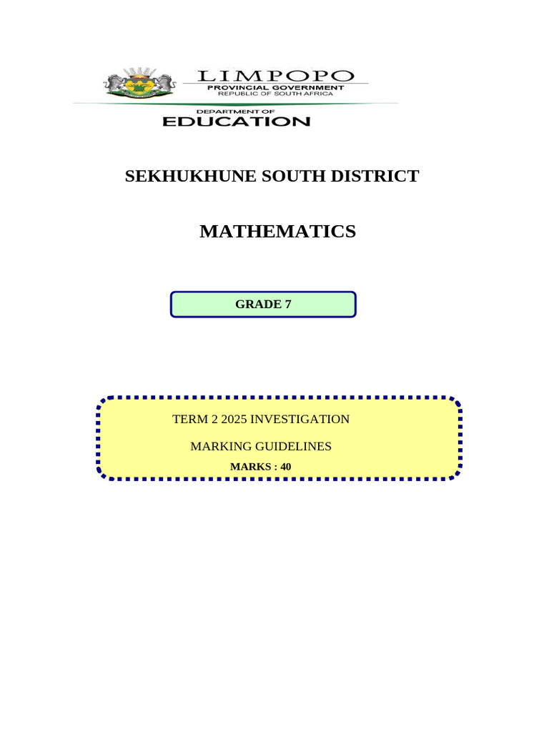 Grade 7 Term 2 Math Investigation Guide | PDF