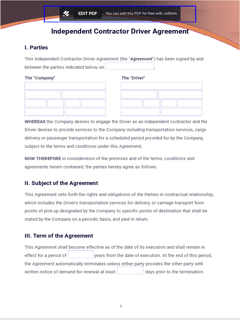 Independent Contractor Driver Agreement PDF | PDF | Breach Of Contract ...