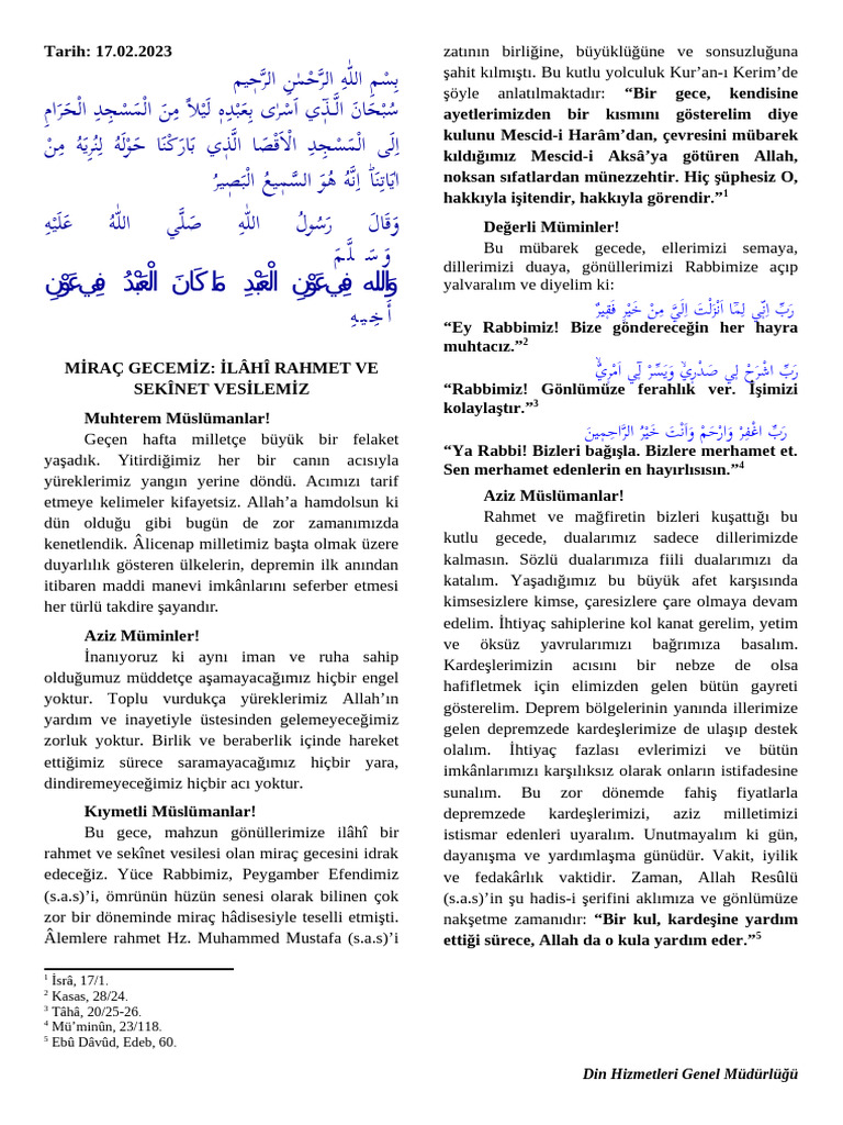 Mira Gecemiz LH Rahmet Ve Seknet Vesilemiz | PDF