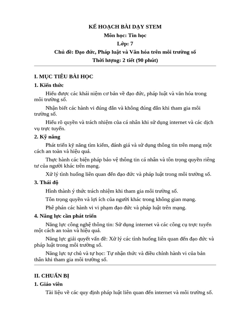 Kế Hoạch Bài Dạy Stem | PDF