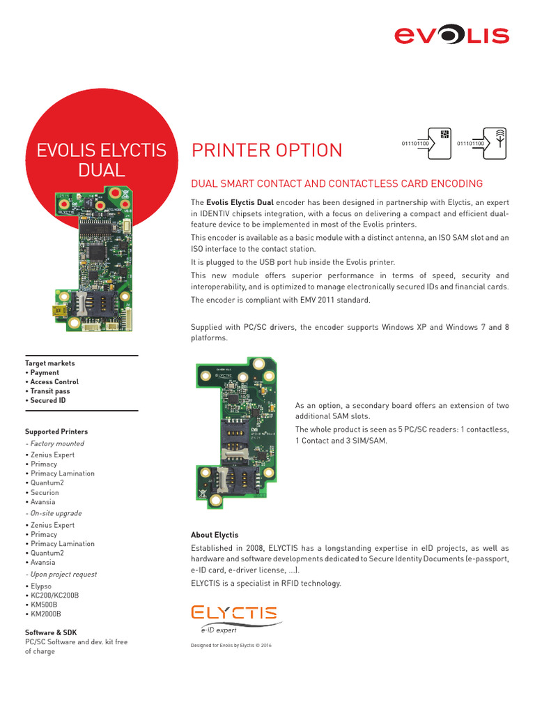 KB-ENC1-129-ENG-A4-D0 Evolis Elyctis Dual Encoder | PDF | Smart Card ...