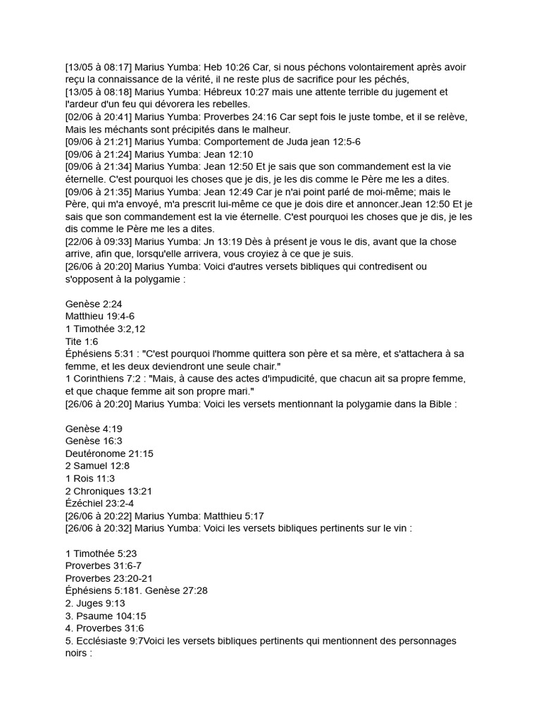 Versets bibliques et polygamie | PDF | Contenu de la Bible | Bible