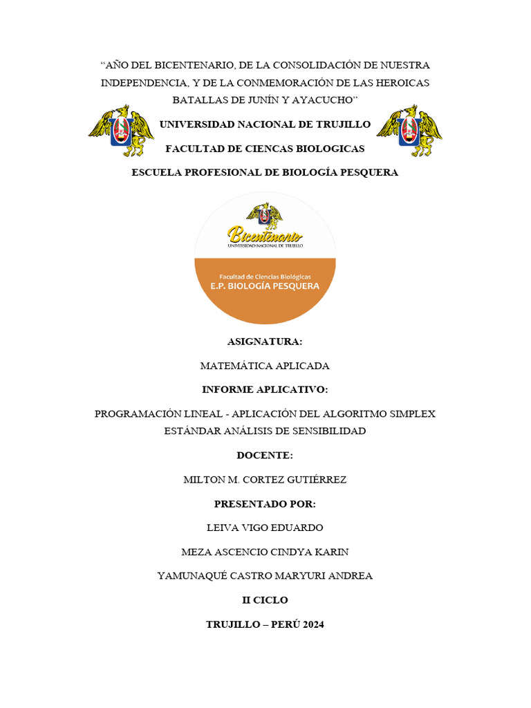 Informe Final de Matematica-3era Unidad Completo | PDF | Programación ...