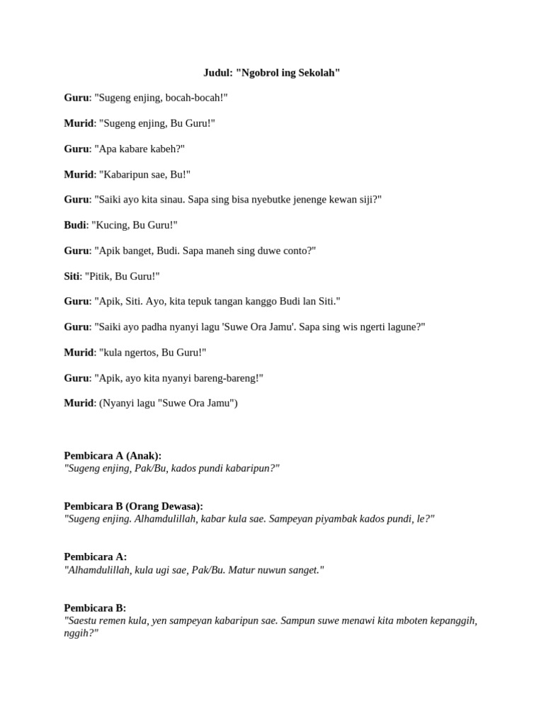 Ngobrol Keseharian di Sekolah | PDF