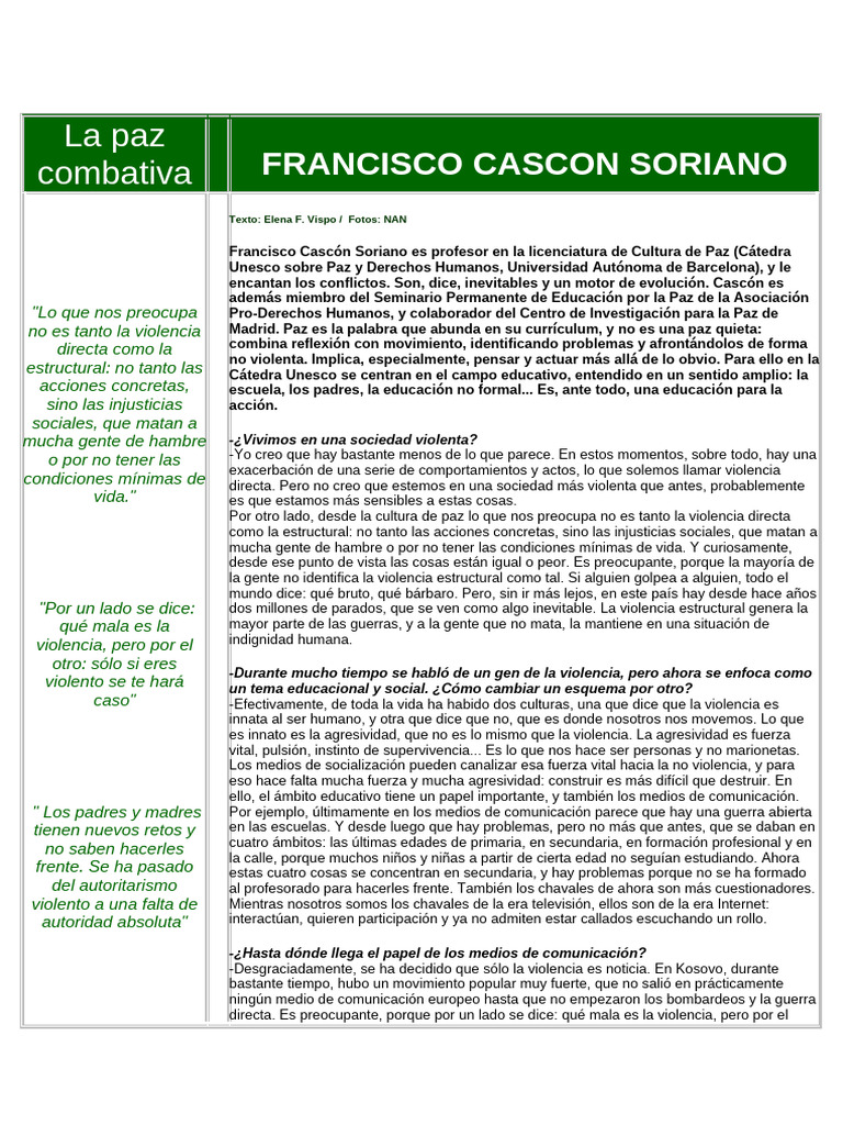 Educación para la Paz y la No Violencia | PDF | Violencia | Paz