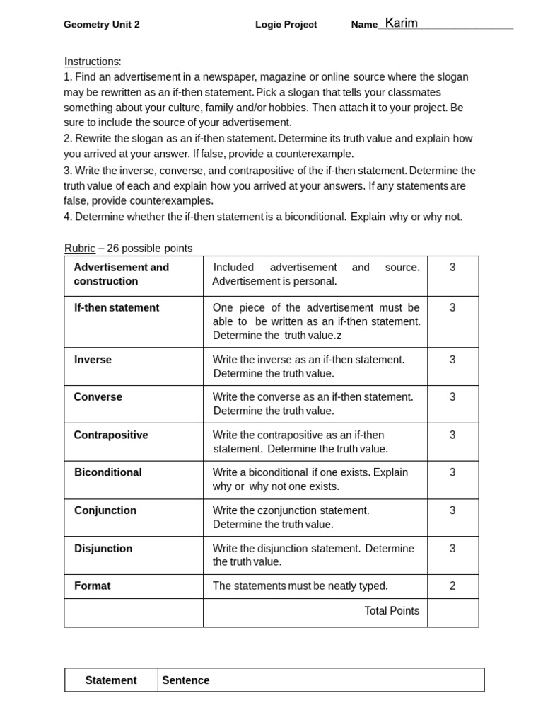 Logic Project: If-Then Statements | PDF