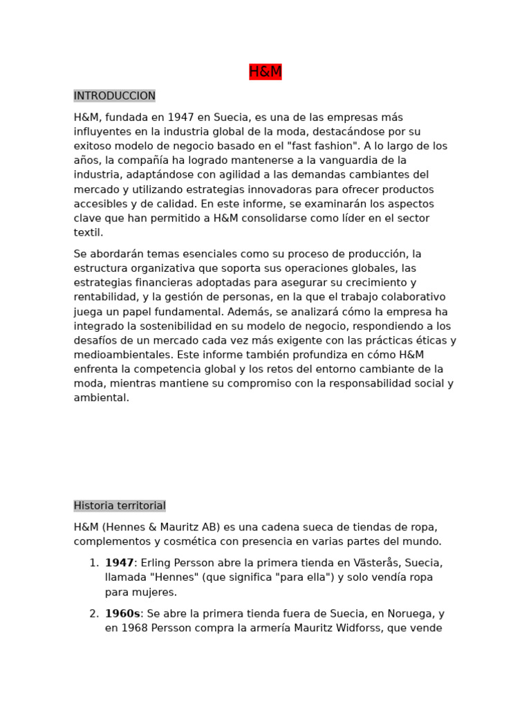 Estrategias de Marketing en H&M | PDF | Logística | Marketing