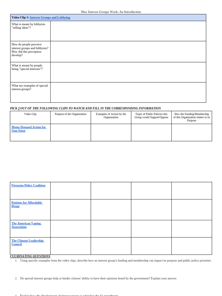 Understanding Interest Groups and Lobbying | PDF