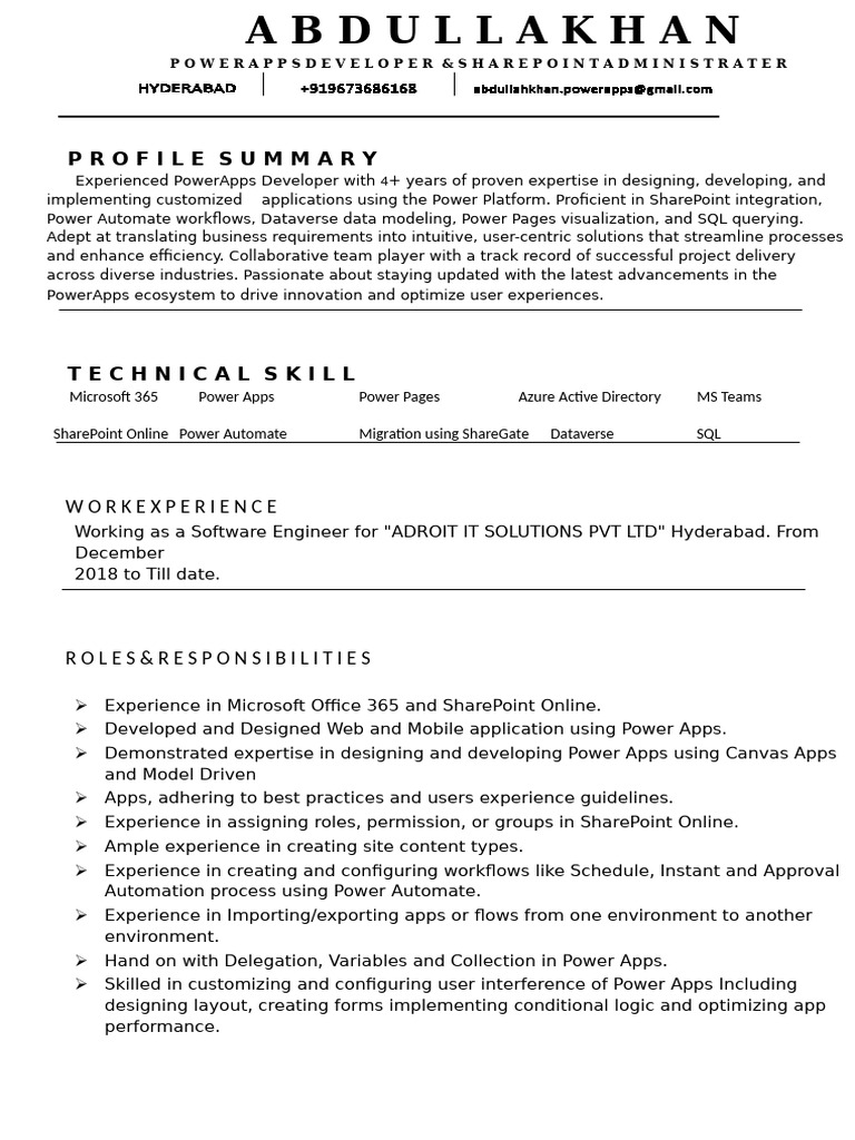 PowerApps Developer & SharePoint Admin Profile | PDF | Share Point ...