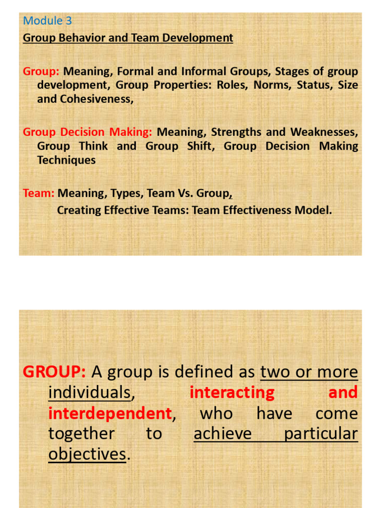 Group Behavior and Team Development Guide | PDF | Decision Making ...