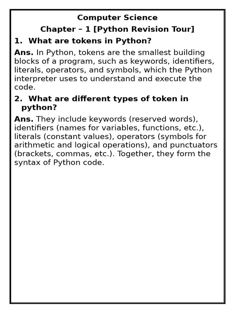 Chapter - 1 (Python Revision Tour) | PDF