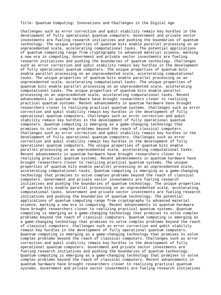 Quantum Computing: Innovations & Challenges | PDF | Quantum Computing ...