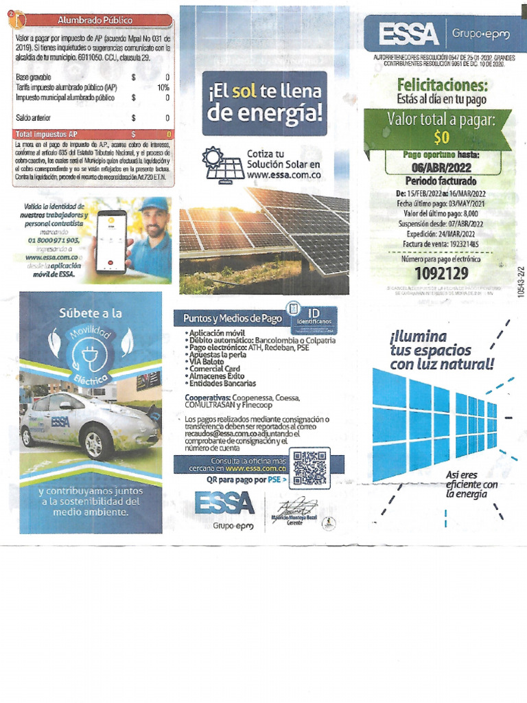 Recibo ESSA Mercaline 2022 | PDF