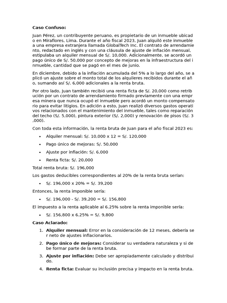 Cálculo Correcto de Renta en Perú | PDF | Impuesto sobre la renta ...