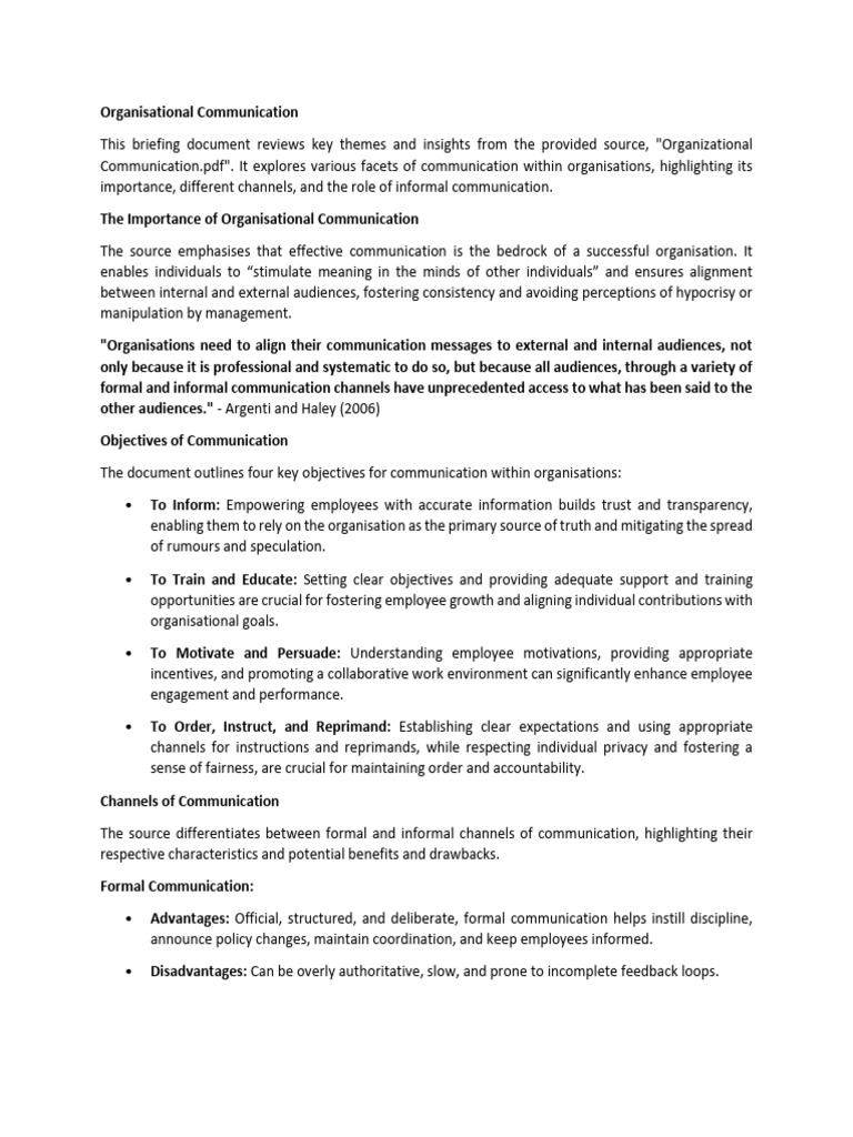 Effective Organisational Communication Insights | PDF | Communication ...