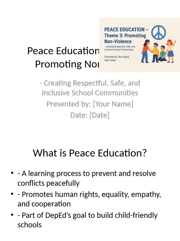 Peace Education With Graphics | PDF | Violence | Bullying