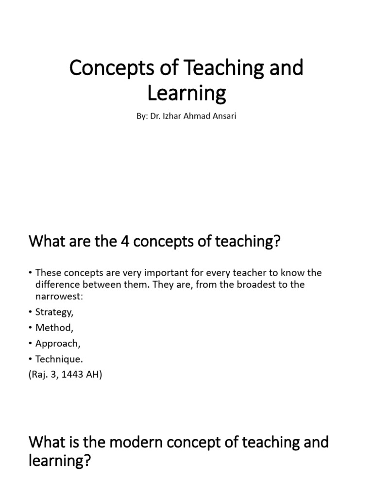 Key Concepts in Teaching and Learning | PDF | Learning | Teaching Method