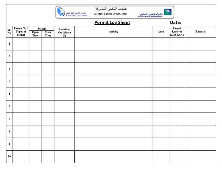 10 CELL Permit Log Sheet | PDF